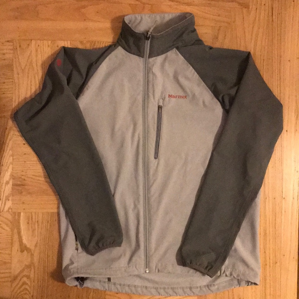 Marmot jacket - red on gray multi tone